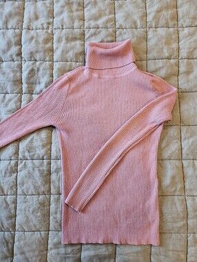 Pink Ribbed Turtleneck Sweater